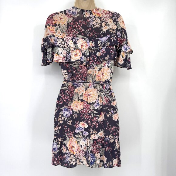 Auguste the Label Dahlia Cascade Wrap Mini Ink Woman’s size 2 floral wrap dress - Picture 7 of 12